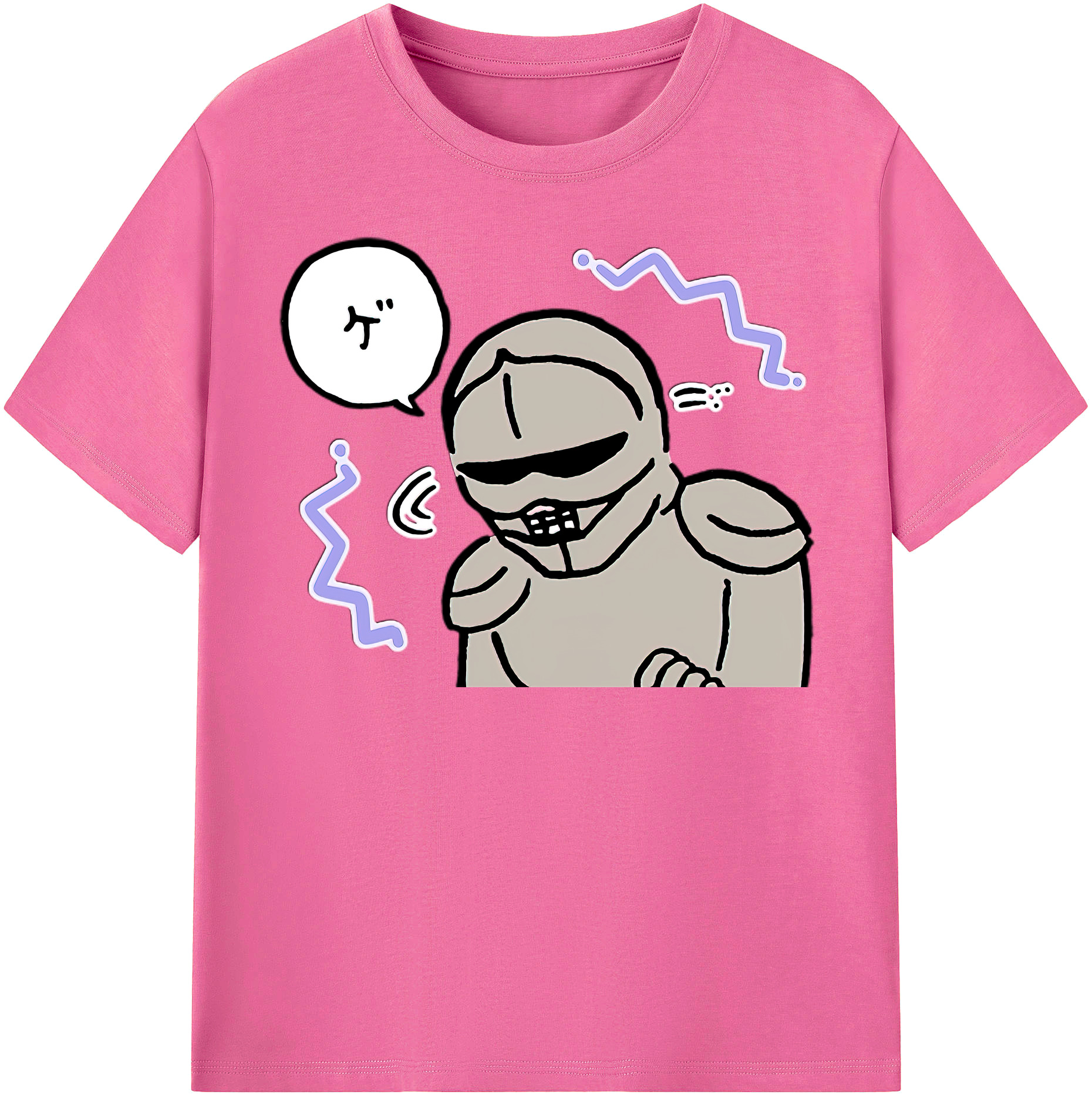 （画像用） ちいかわ 労働の鎧さん Chii-kawa Mr. Armor of Labor レディースカジュアルプリントTシャツ（綿100％）